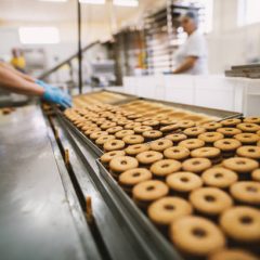 Cookie factory, food industry. Fabrication. Cookie production.